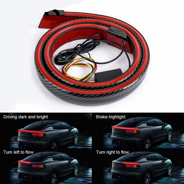 120cm LED Car Spoiler Lights Brake Lamp Rear Wing Lights Strip Multifunction Rear Spoiler 12V Stop Brake Lights Turn Signal Lamp