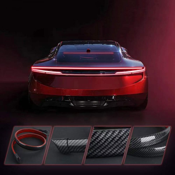 120cm LED Car Spoiler Lights Brake Lamp Rear Wing Lights Strip Multifunction Rear Spoiler 12V Stop Brake Lights Turn Signal Lamp