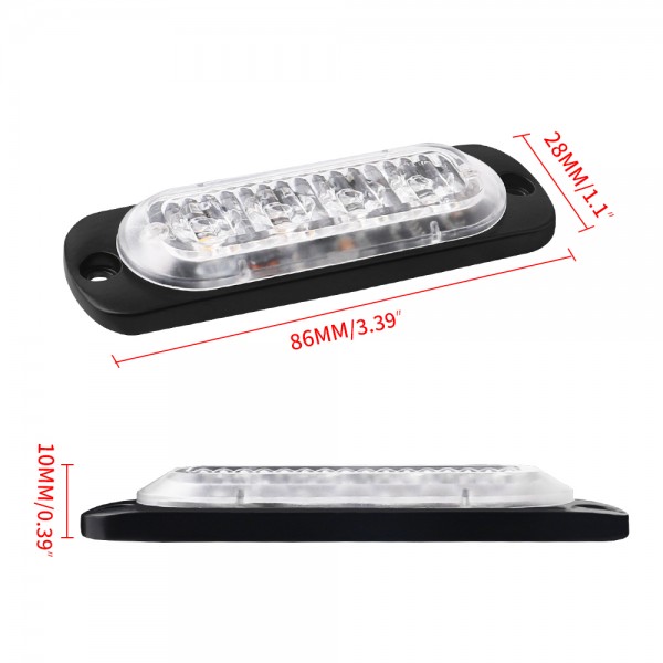 12V 24V Slim Emergency Light Flash Amber Truck Car Led Light Bar