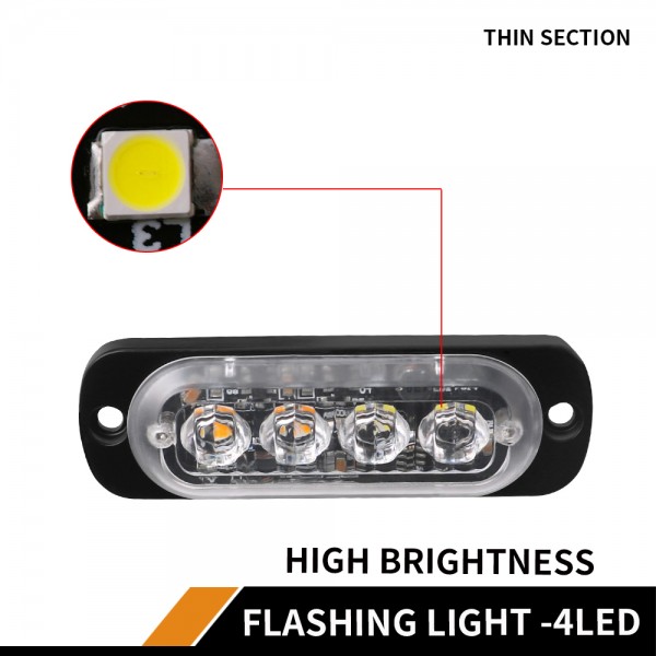 12V 24V Slim Emergency Light Flash Amber Truck Car Led Light Bar