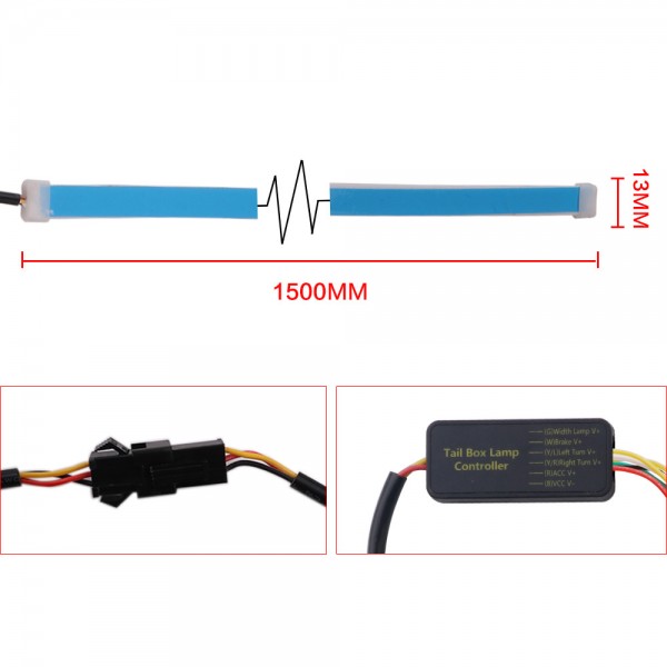 150cm 60inch LED Flexible flowing DRL Car Rear Trunk Strip tail lights
