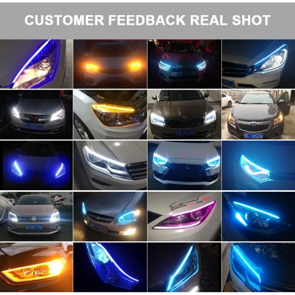 45CM Dual Color Car Switchback Flexible DRL LED with Turn Signal Strip