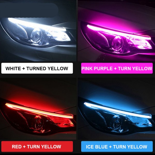 45CM Dual Color Car Switchback Flexible DRL LED with Turn Signal Strip