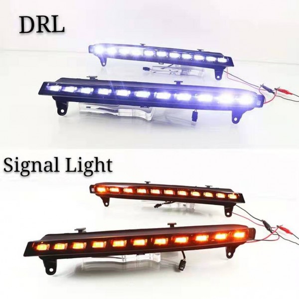 For Audi Q7 LED DRL 2010-2015 Dynamic Yellow white Turn Signal Lamp Waterproof LED Daytime Running Light 