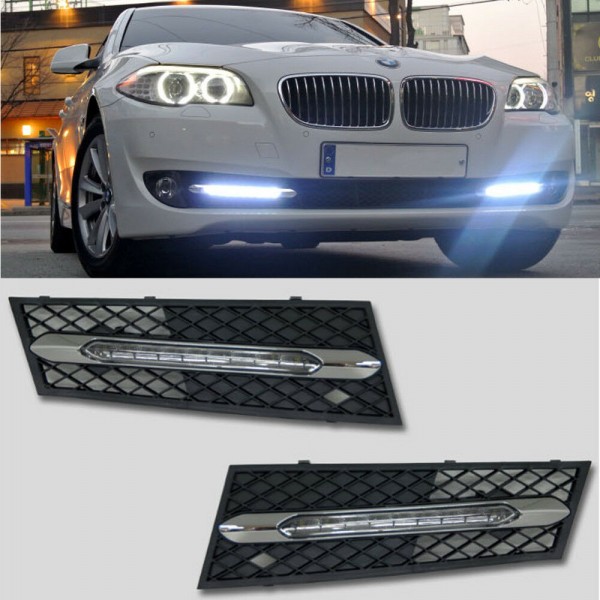 2pcs For BMW 5 Series F10 F18 2009-2013 6000K White Light LED Daytime Driving Running Light DRL Car Fog Lamp