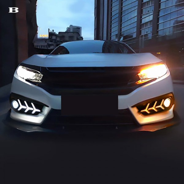 Car DRL Daytime Running Light LED Fog Lamp Turn Signal Fit Honda Civic 2016 2017 2018