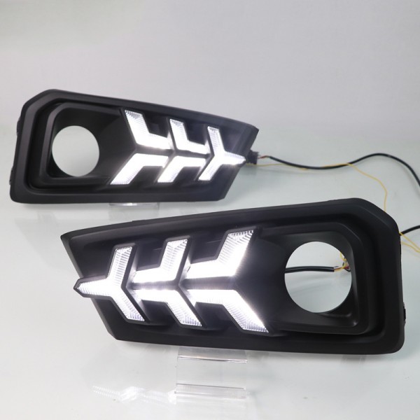  For Honda AMAZE 2018 2019 LED Daytime Running Lights DRL with Fog lamp hole Yellow Turn Signal lamp