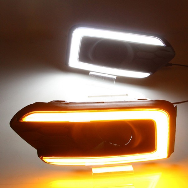 for Honda City 2017 2018 Pair Front LED Fog Light DRL Daytime Running Light with Turn Signal Lamp