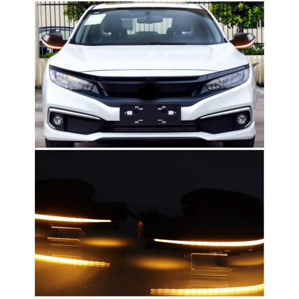  LED Mirror Cover Flowing Side Rear-View Replacement Blinker Turn Signal DRL For Honda Civic 2016 2017 2018 2019