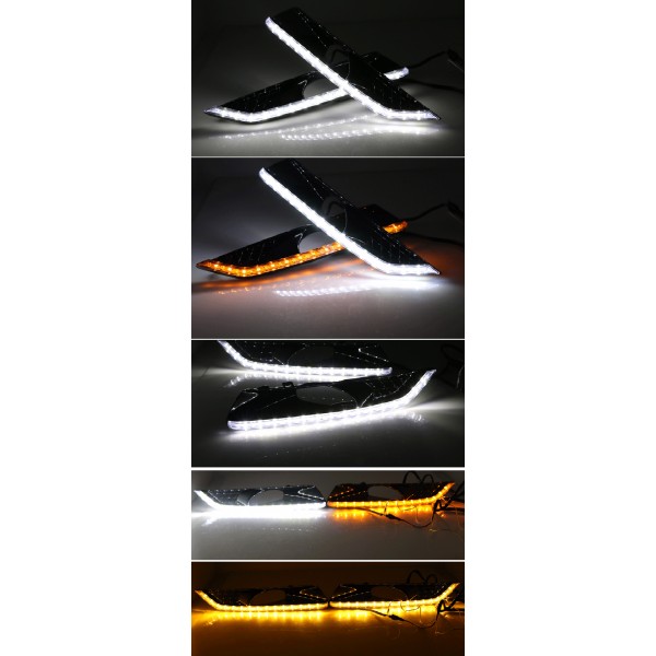 2 pcs Daytime LED Driving Light for Honda Crosstour 2011 - 2013 DRL 2 Color Fog Light White Turn Yellow Day Light