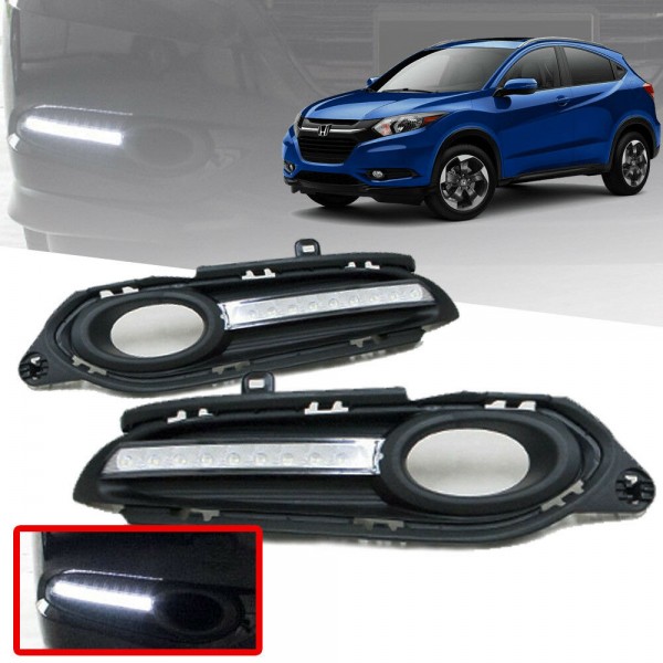 for Honda HRV HR-V VEZEL 2014-2018 Car DRL LED White Daytime Running Light Time Turn Signal Yellow Car Decorative Light