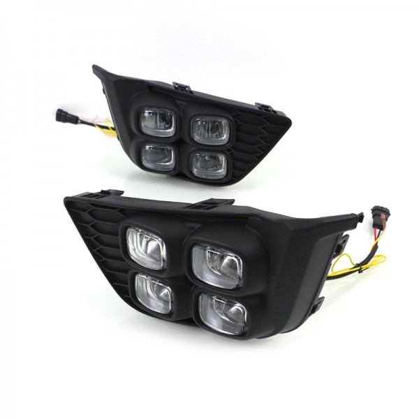 For Honda JAZZ Fit 2014 2015 2016 LED Car DRL Daytime Running Lights With Turn Yellow Signal