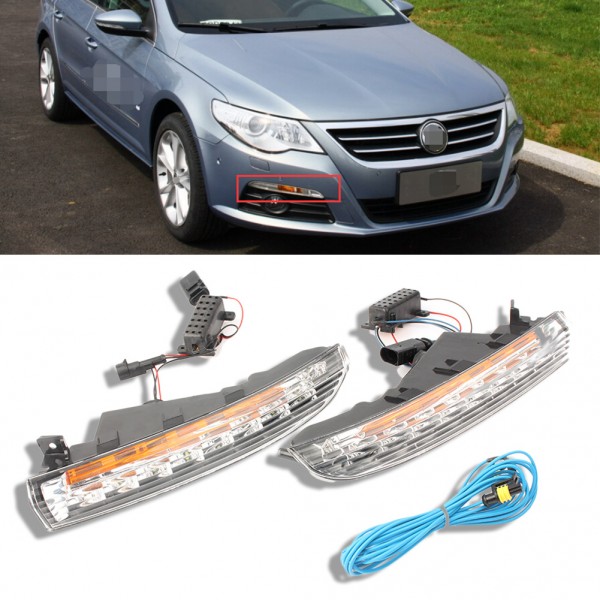 Car Switchback LED Daytime Running Lights DRL Fog Lamp Light For Volkswagen Passat CC 2009 2010 2011 2012 