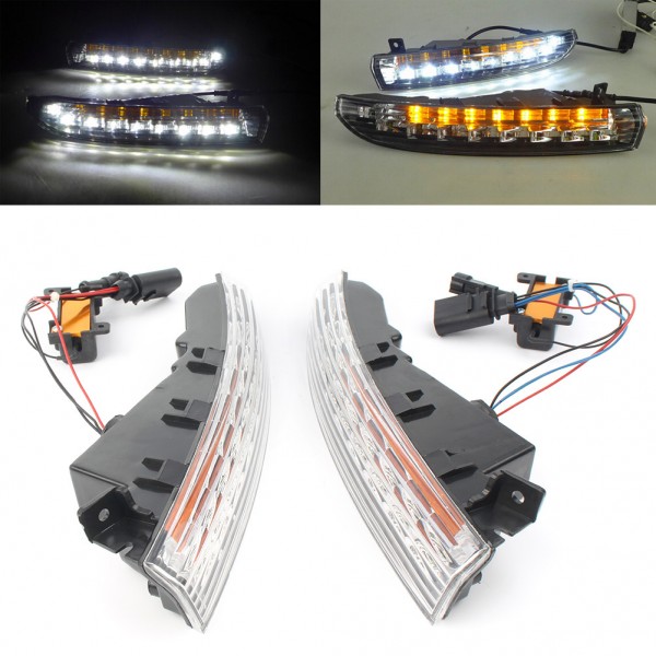 Car Switchback LED Daytime Running Lights DRL Fog Lamp Light For Volkswagen Passat CC 2009 2010 2011 2012 