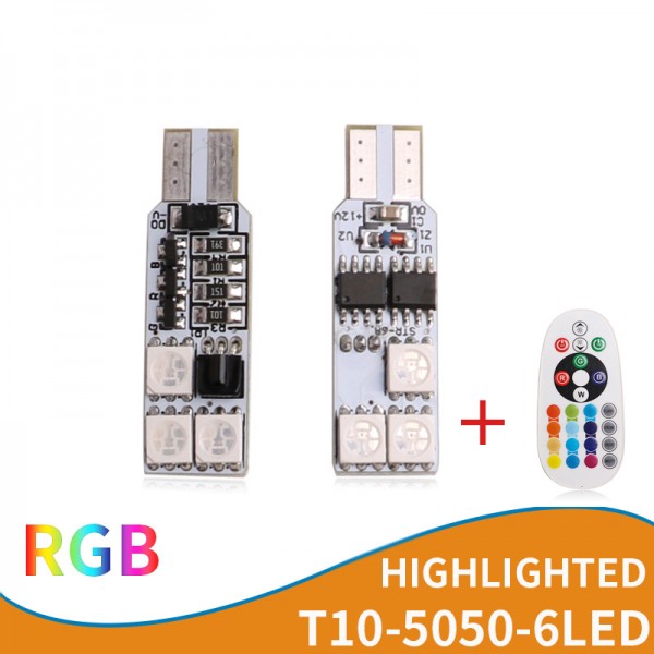  5050 6SMD T10 RGB with Remote Control 