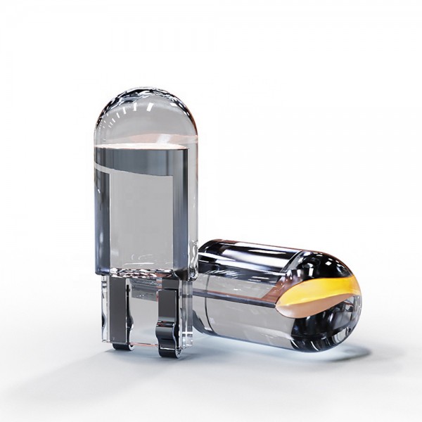 Glass fully transparent LED car lamp T10 width COB 