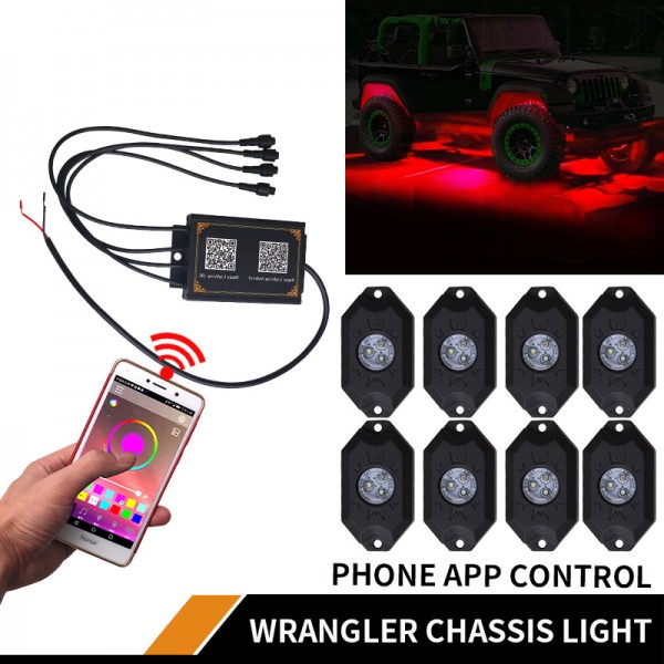 Waterproof Bluetooth Controlled 16W 8pcs RGB mini LED rock light kit