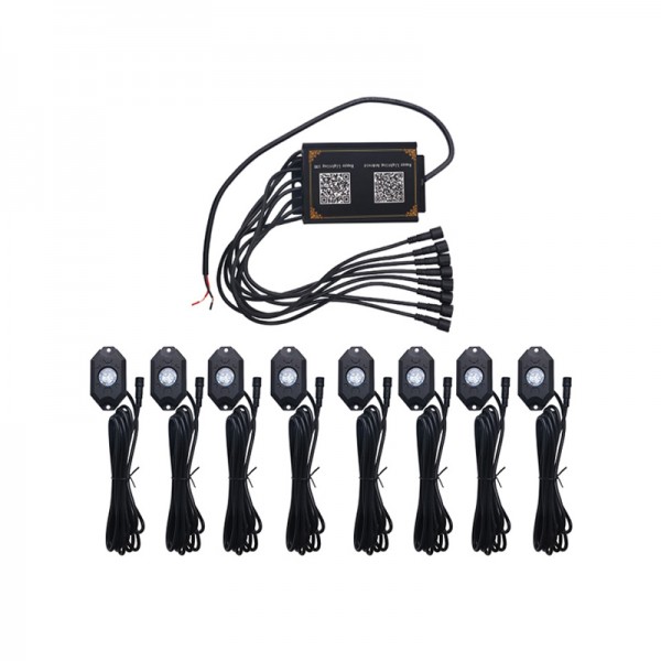 Waterproof Bluetooth Controlled 16W 8pcs RGB mini LED rock light kit