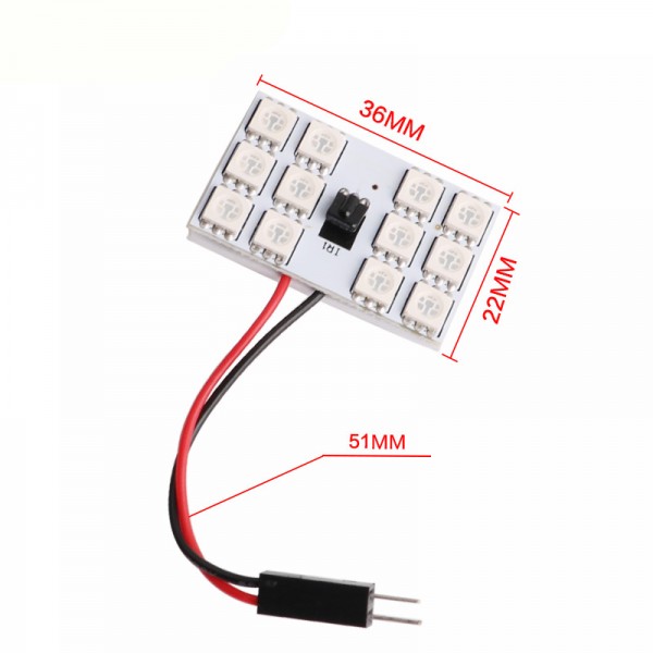 2PCS t10 5050 12SMD rgb t10 dome lighting with Remote Control