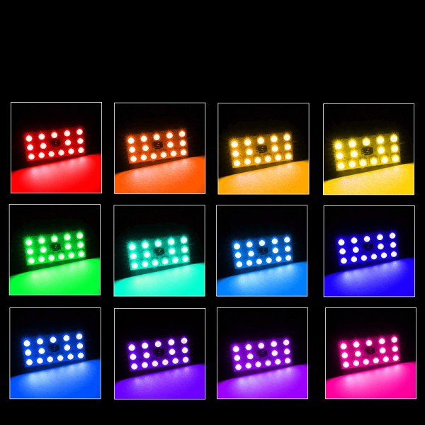 2PCS t10 5050 12SMD rgb t10 dome lighting with Remote Control