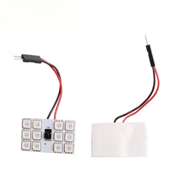 2PCS t10 5050 12SMD rgb t10 dome lighting with Remote Control
