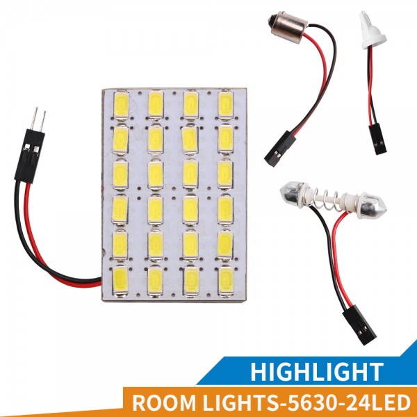 5630 24SMD LED Dome Panel Light With T10 Festoon Adapter