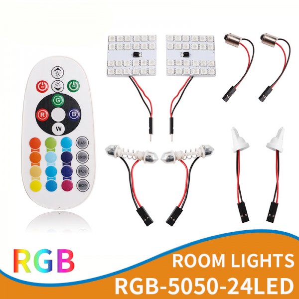 Car RGB LED with 2pcs 24SMD 5050 Bulbs 