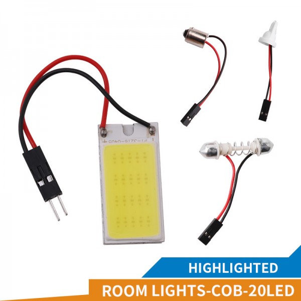 COB 20led Panel Interior Light T10 Festoon Dome Adapter W5W C5W Car LED Bulbs