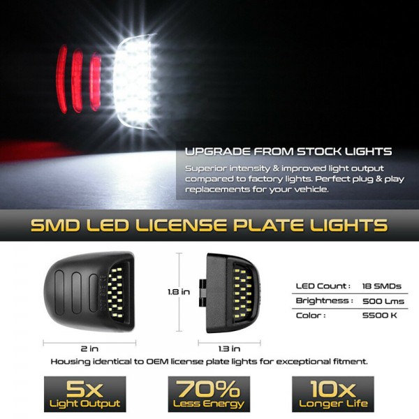 12V 18 Led License Plate Light Assembly for Cadillac Escalade EXT Car Number Lamp