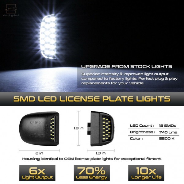 For Chevrolet Silverado Avalanche Suburban Tahoe Traverse 1500 2500 3500 HD Car Led Number License Plate Light