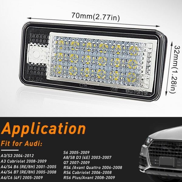 For Audi A3 S3 8P A4 B6 B7 A5 A6 4F Q7 A8 S8 C6 LED Car License Number Plate Light Lamp Assembly 