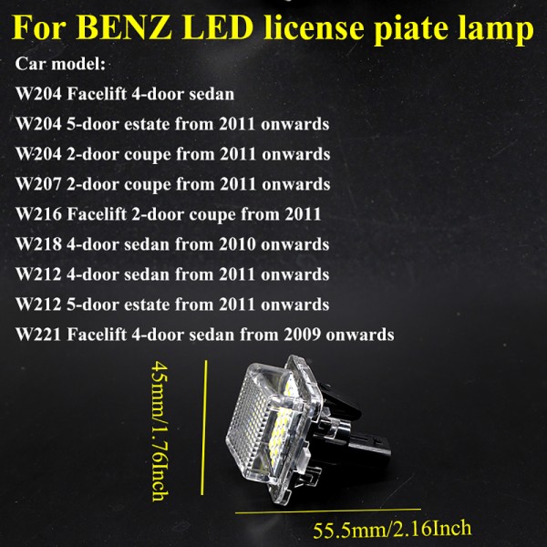 Canbus LED Car Number License Plate Light Assembly for Mercedes Benz W204 W212 W216 W221 W207 W218